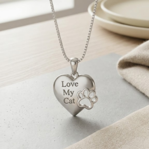Colar Love My Cat Folheado Ouro 18k
