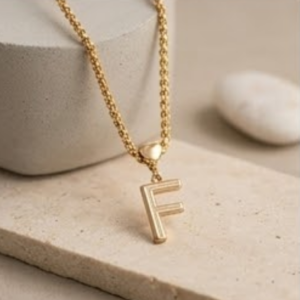 Colar Elo Letra F - Folheado Ouro